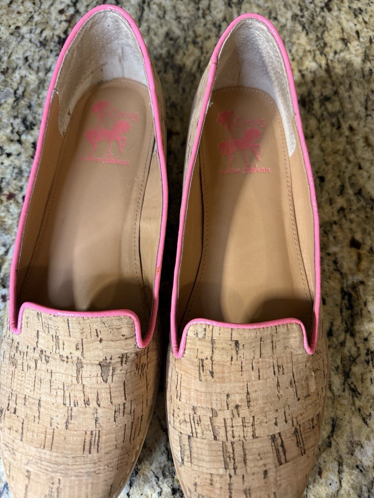 Sam Edelman Circus Addison Size 7.5 Cork Pink Flat Shoes Clean