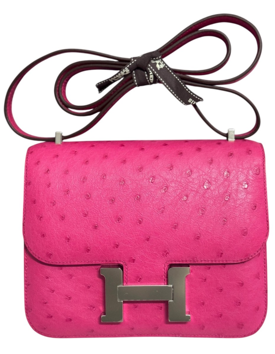 HERMES Constance 18 Mini Rose Tyrien Pink Ostrich Leather