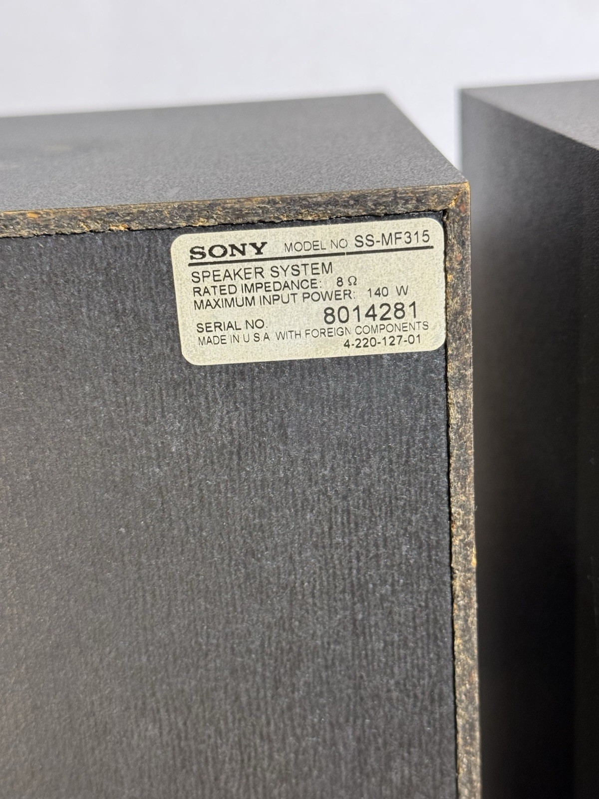 Sony SS-MF315 Tower Front Floor Home Theater Surround Sound System Speakers