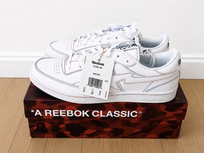 A Bathing Ape BAPE x Reebok Club C 85 White - Q47367. Size 7US Men/8 Women