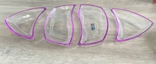 VTG Luigi Bormioli Italian Serving Glass Dish 4Pcs Purple Rim Stackable Decor