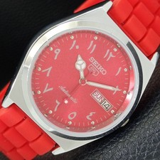 OROLOGIO UOMO QUADRANTE ROSSO SEIKO 5 AUTOMATICO 6309A JAPAN VINTAGE RICONDIZIONATO a441299-a