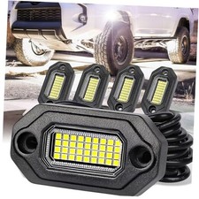 Metal Bright Pure White LED Rock Lights Kit,Per pod provided 15FT Power 4 Pods