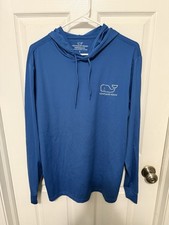 Vineyard Vines Performance Long Sleeve Hooded Shirt Sz S Mens Blue UPF Outdoor