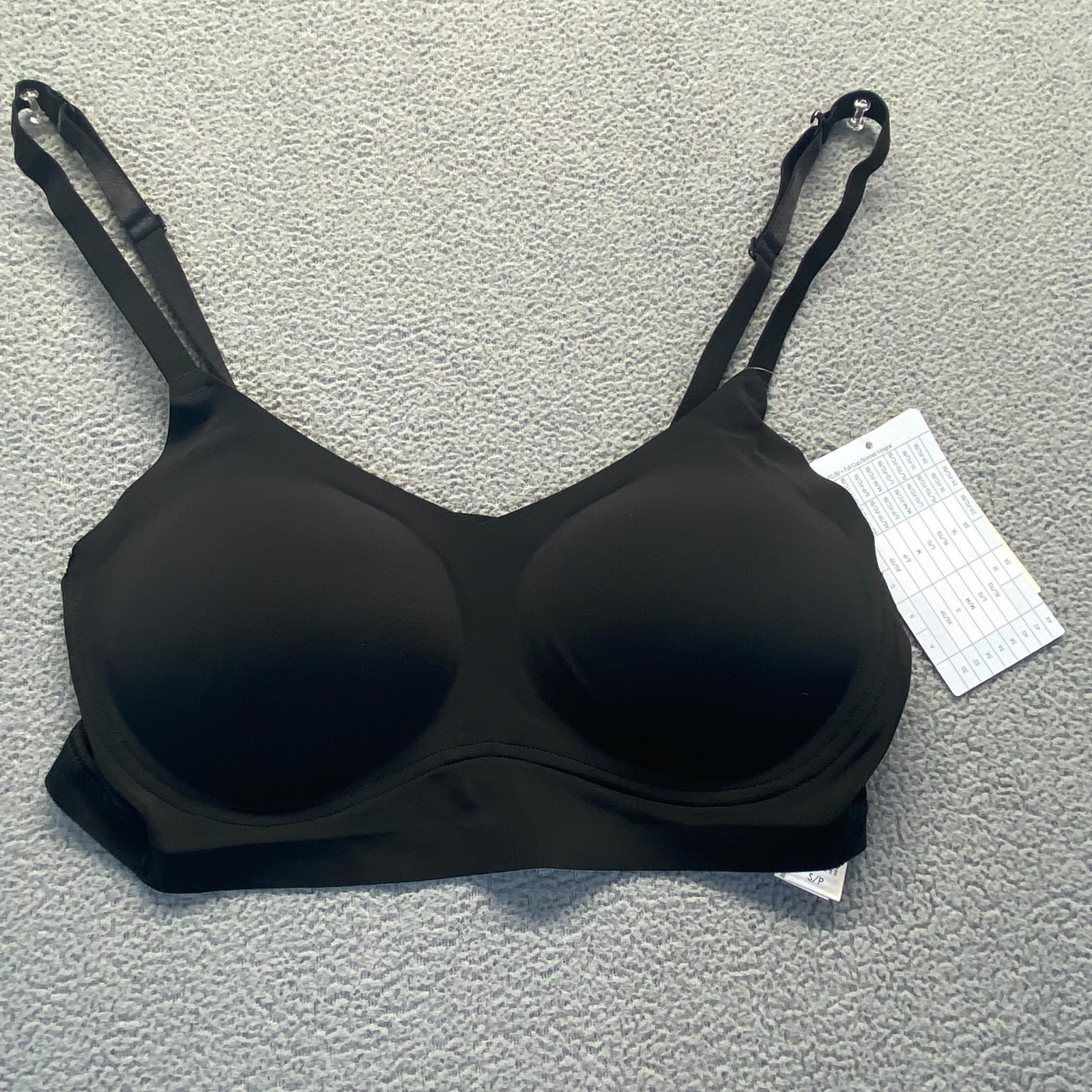 TRUE and CO Body Lift Mesh Full Black Wireless Bralette Sport Bra Womens S Black