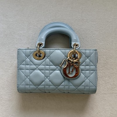 Dior Lady D-Joy Micro Bag in Light Blue Cannage Lambskin Leather