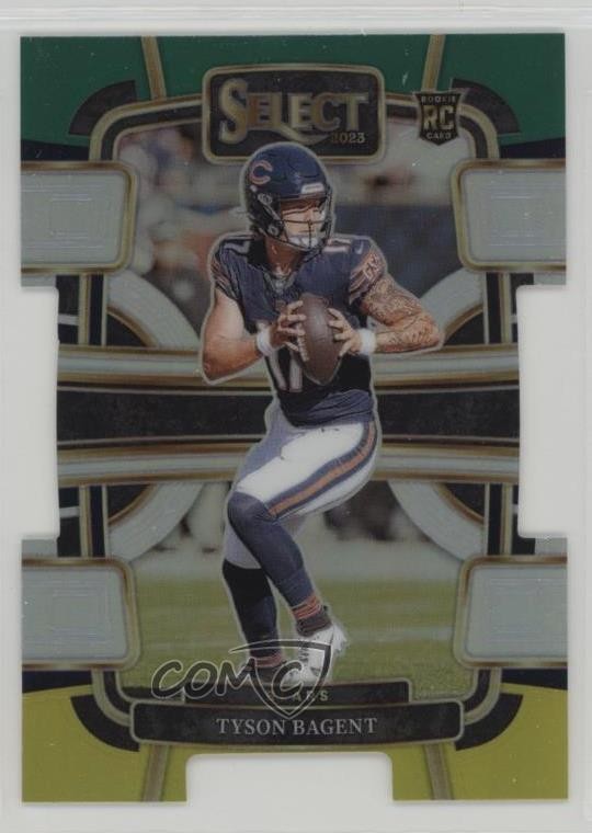 2023 Panini Select Concourse Green & Yellow Prizm Die-Cut Tyson Bagent #18 18re
