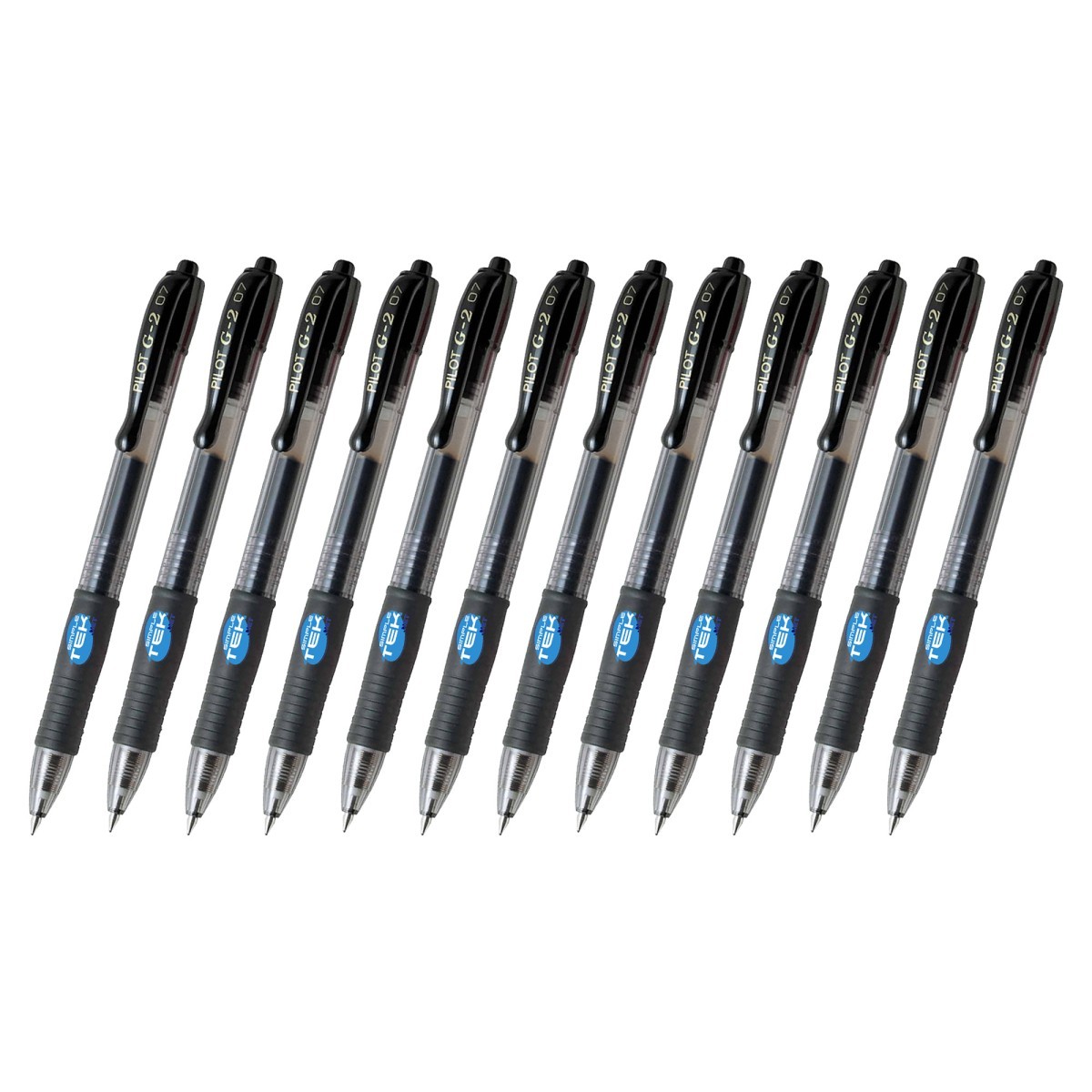 12 X Gel Stifte Pilot G-2 07 0.7mm Schwarz A Klicken Sie Auf Wiederaufladbare - Bild 3
