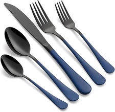 Stainless steel cutlery set Dark blue handle cutlery set 