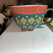 New Pioneer Woman Batter Bowl with Handle Vintage Geo Pattern Green 2.83 Quart