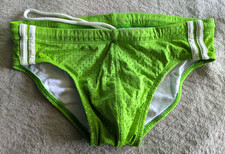 TULIO Swim Briefs Mens Medium (30) Green Mesh Drag Swimsuit
