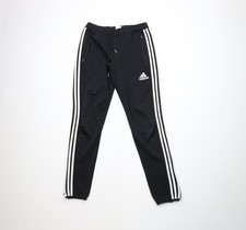 Vtg Y2K Adidas Mens Small Faded Striped Soccer Warm Up Sweatpants Pants Black