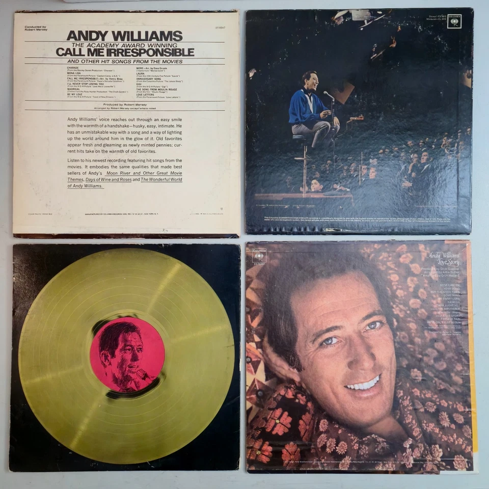 Andy Williams Lot Of 4 Responsible Roses Hits Love Vinyl - Image 2 of 4