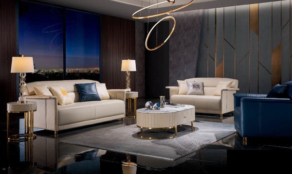 Wohnzimmer Set 6Tlg. Set Couch Polster Garnitur 2X Beistelltisch Couchtisch Sofa-image