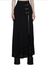 Widow Twilight Doom Maxi Skirt Black Women’s Size L Buckles Gothic Grunge Goth