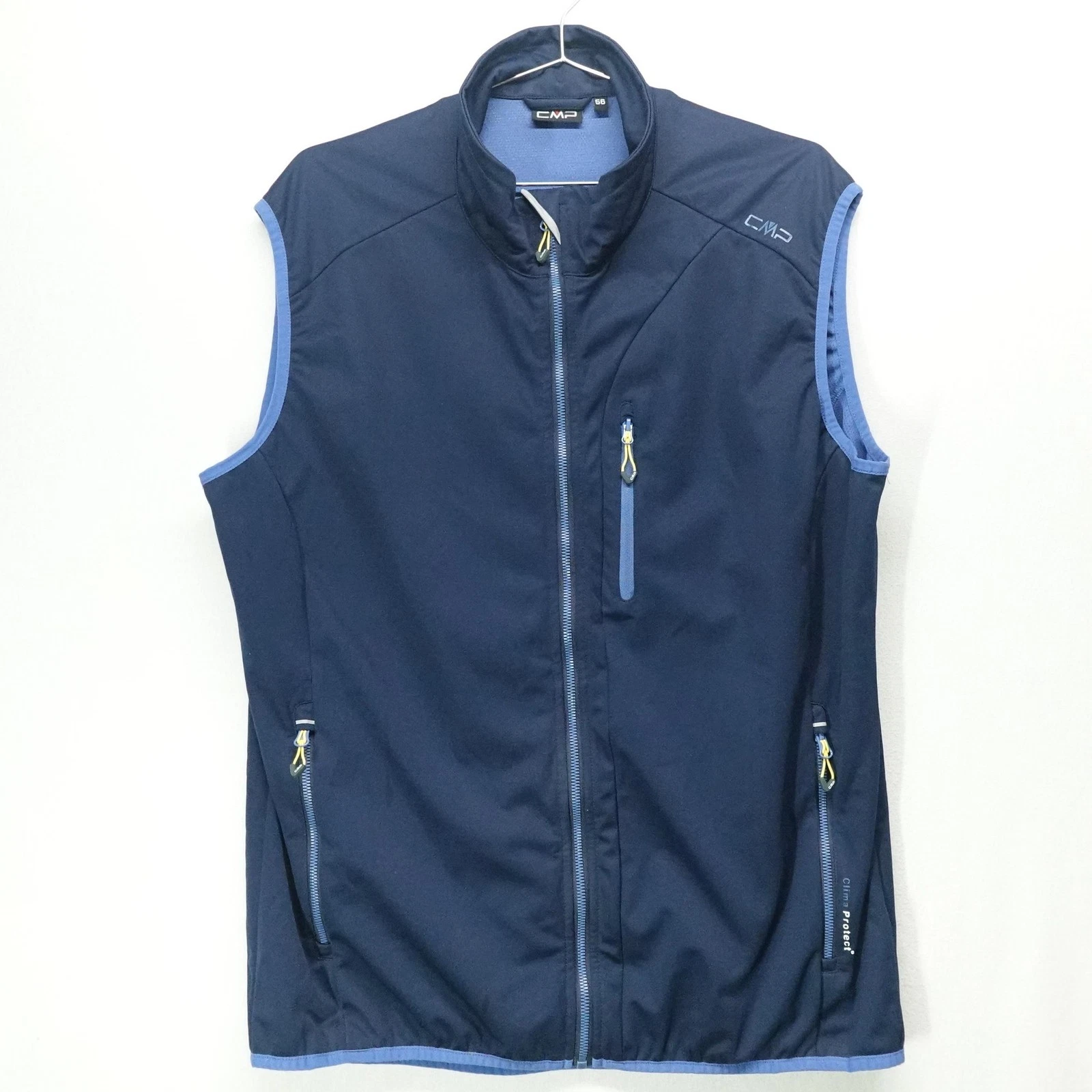 CMP Vest Mens Large Blue Clima Protect Softshell Windproof Waterproof Breathable