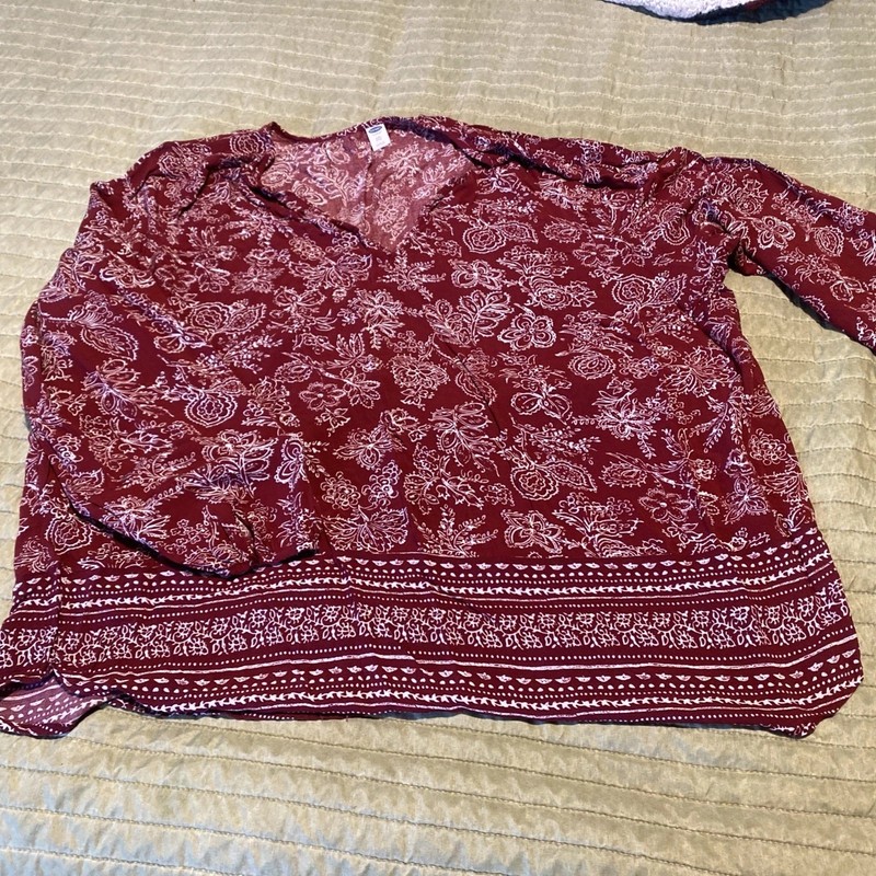 Old Navy Women’s Size XXL Blouse Top Floral V/neck Long Sleeve Boho