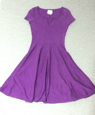 Kate Spade Purple Cotton-Knit Dress Size XS crochet around sleeves