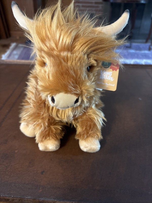 Living Nature Highland Cow Plush Stuffed Animal Farm Toy With Sound