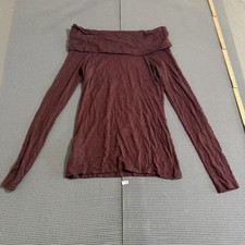 Ann Taylor Womens XS Burgundy Off The Shoulder Long Sleeve Top