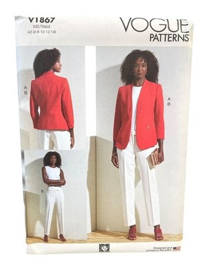 Vogue V1867 Jacket Pants Suit A5 6-8-10-12-14 Semi-Fitted Tailored