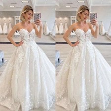 Boho Wedding Dresses Lace Appliques Sweerheart Sweep Train Beach Bridal Gown