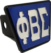 Phi Beta/&Beta; Sigma Greek Letter Trailer Hitch Cover [Blue/Silver - 2"R]