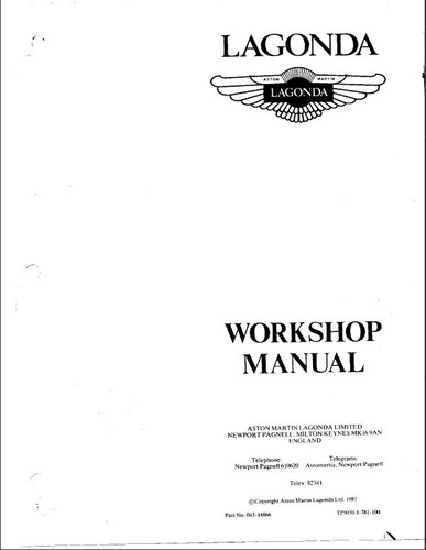 ASTON MARTIN LAGONDA SET RICAMBI E MANUALI OFFICINA - Foto 2 di 9