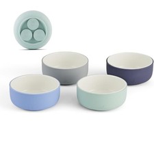 Elk and Friends Kids Porcelain Bowls with Silicone Suction Sleeves  Suitable...