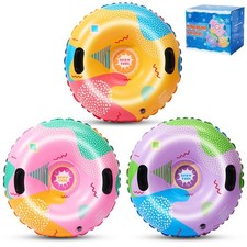 3Pack Snow Tubes, Snow Tubes Sleds for Sledding Inflatable Snow Tube, Thicken...