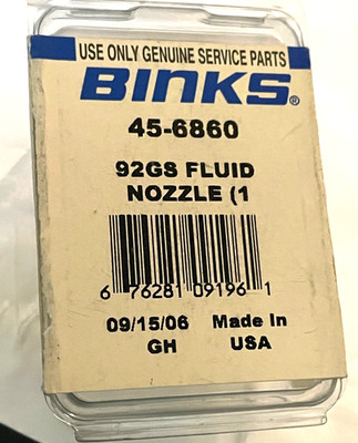 BINKS  MACH 1 GRAVITY GUN FLUID NOZZLE GS SERIES 1.2    54-6860