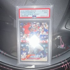 Topps 2018 Update Series Ronald Acuna Jr. #US250 Braves Rookie Blue Jersey Card. rookie card picture