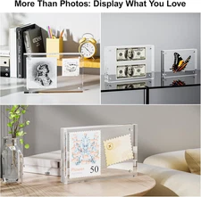 3 Pack 2x6 Acrylic Picture Frames - 20% Thicker Double Sided Magnetic Frame w...