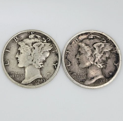 2 Mercury Dimes 90% Silver  / 1943 & 1943-S / You Buy What You See