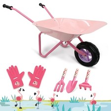 Kids Wheelbarrow Set Metal, Child Wheel Barrel Pink Easy to Assembl... Fast Ship