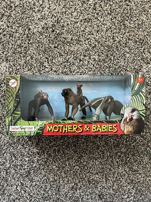 Safari Ltd. Mothers and Babies Realistic Plastic Animals Chimp, Baboon, Anteater