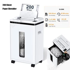 200-Sheet Auto Feed Paper Shredder P-5 Quiet Cross Micro Cut Card, 5.8 Gal Bin