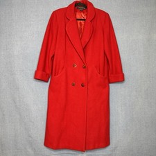 Vintage 80s Donnybrook Womens Red Wool Double Breasted Coat 10 Petite