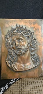 Vintage Jesus religious metal long hanging coloured Jesus