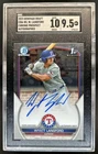 2023 Bowman Draft Wyatt Langford Chrome Auto 1st #CDA-WL Rangers SGC 9.5 10