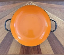 Vintage Hula Silesia Enamel Pans Made in Poland Burnt orange Mcm Enamelware