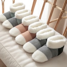 Women Fluffy Slippers Ankle Socks Fleece Lined Soft-soled House Shoes Winter