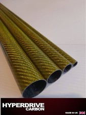 Carbon Fibre Tube 500mm Length Different Diameter Gloss Twill Yellow UK!