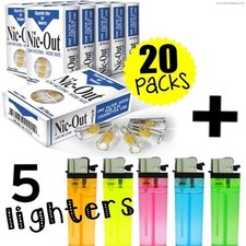 20 Packs NIC-OUT Cigarette 600 Disposable Filters  5 FREE LIGHTERS  COMBO