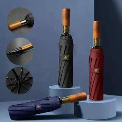 Cedar® 32/24ribs Automatic Wood handle Storm-resistant Large Umbrella Folding