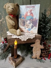 PRIMITIVE VICTORIAN VINTAGE FOLK STYLE CHRISTMAS HOT AIR BALLOON SANTA TOY  SIGN