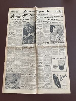ORIGINAL NACHRICHTEN CHRONIK ZEITUNG 2. WELTKRIEG 12. JULI 1944 - D-TAG FORTSCHRITT IN EUROPA