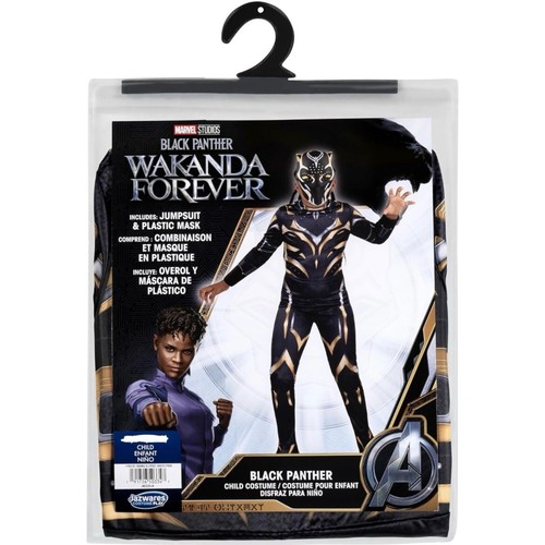 MARVEL Wakanda Forever Black Panther Jumpsuit Mask Costume Child Size Small 4-7