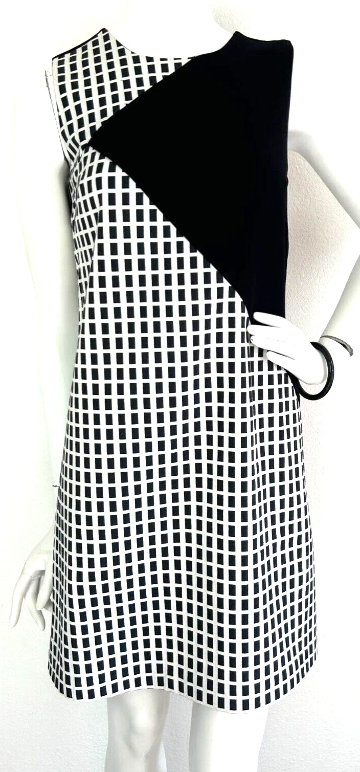 VETEMENTS Tubino abito alogeno ColorBlock geometrico senza maniche girocollo nero taglia X Small
