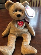  RARE TY Original 1999 Beanie Baby Signature Bear.Tag errors; Hologram tushT